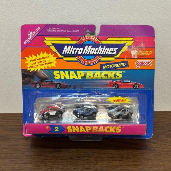 Galoob Micro Machines #2 Snapbacks Collection VW Bug, Porsche 959, Nissan 300 ZX - Picture 1 of 5